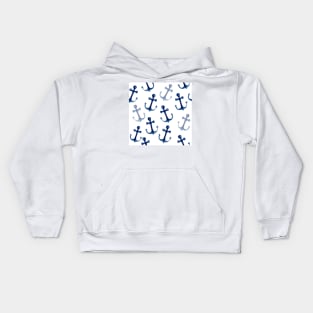 Watercolor Nautical Anchors | Pattern | Navy Kids Hoodie